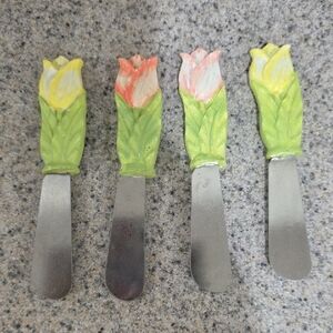 Floral Handle Butter Spreaders